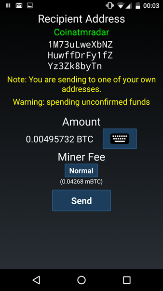 Digital receipt resembling a supermarket checkout slip, displaying the recipient's crypto wallet address, the date and time of the transaction, and the fee paid to miners.